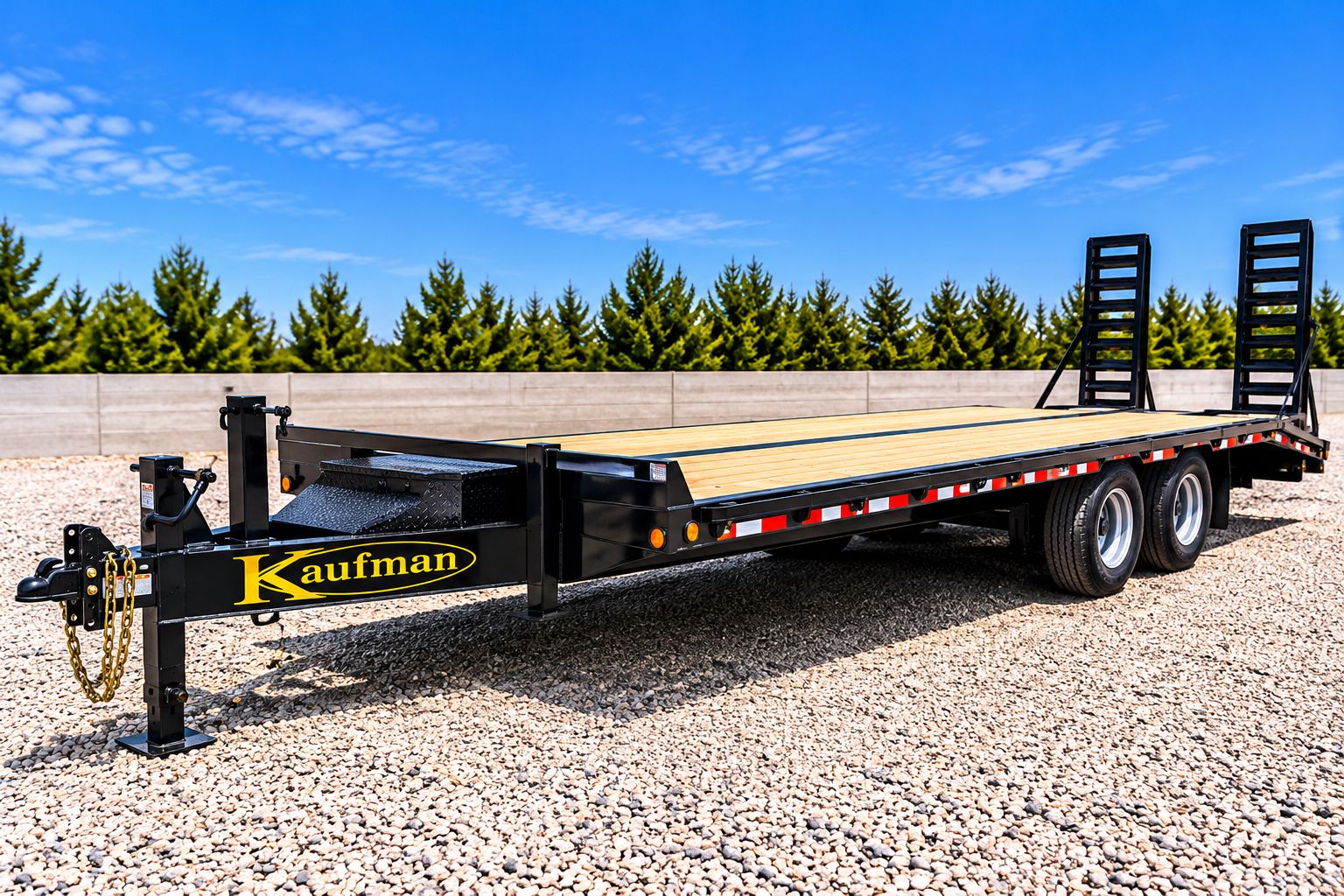 Trailer with 20,000 lb hauling capacity available for rent from PayLess Equipment Rental LLC